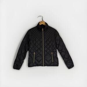 Michael Kors Packable Down Fill Jacket Women’s S Black Gold Zip Quilted Puffer